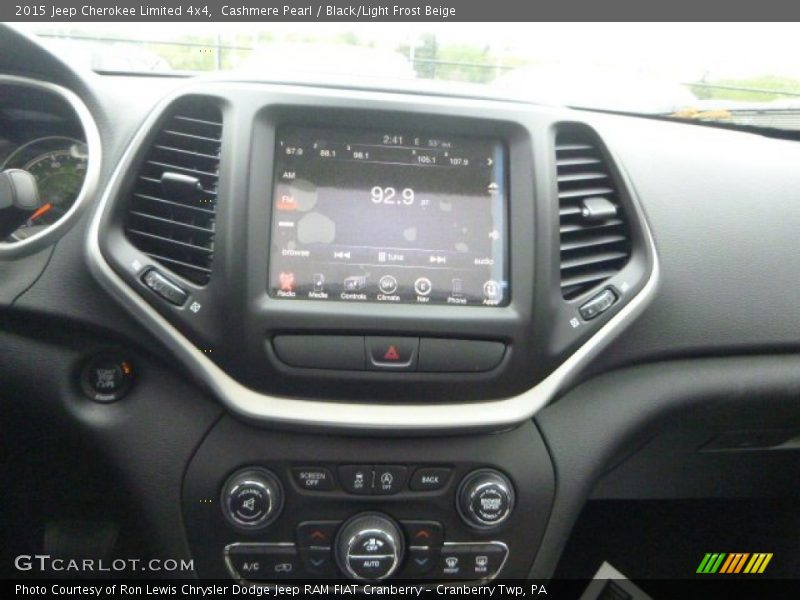 Cashmere Pearl / Black/Light Frost Beige 2015 Jeep Cherokee Limited 4x4