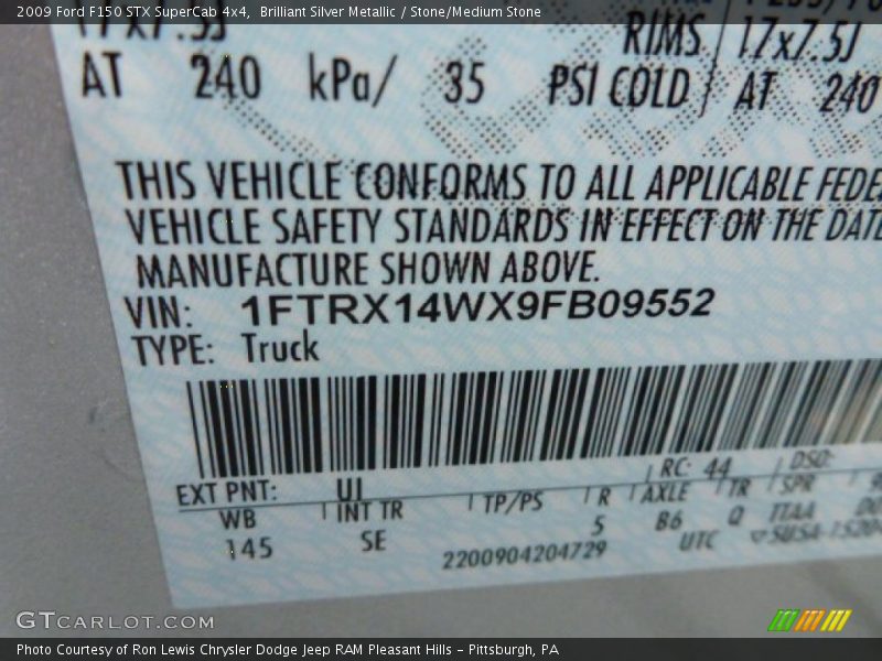 Brilliant Silver Metallic / Stone/Medium Stone 2009 Ford F150 STX SuperCab 4x4