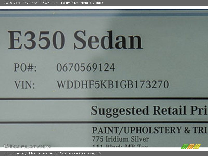Iridium Silver Metallic / Black 2016 Mercedes-Benz E 350 Sedan