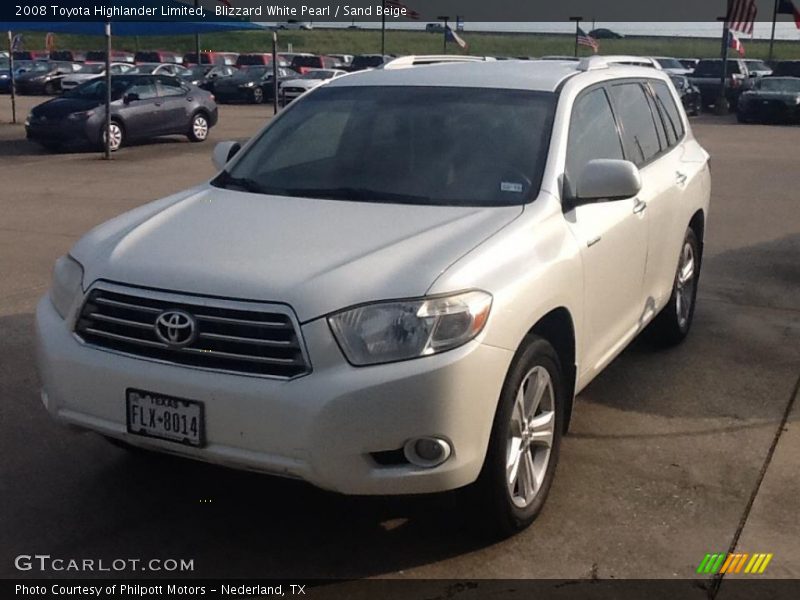 Blizzard White Pearl / Sand Beige 2008 Toyota Highlander Limited