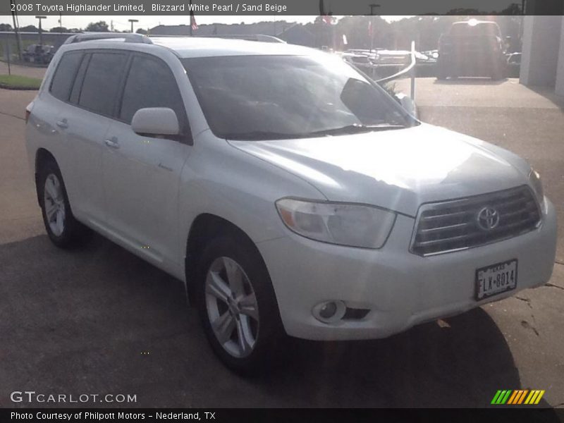 Blizzard White Pearl / Sand Beige 2008 Toyota Highlander Limited