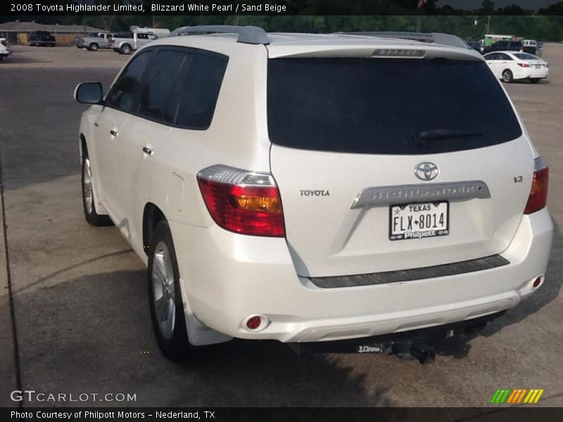 Blizzard White Pearl / Sand Beige 2008 Toyota Highlander Limited