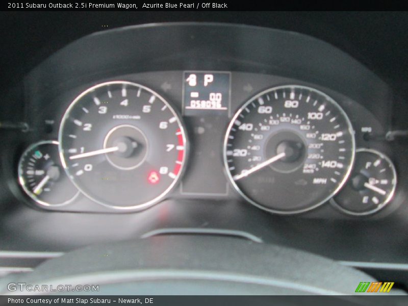 Azurite Blue Pearl / Off Black 2011 Subaru Outback 2.5i Premium Wagon