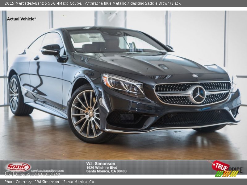 Anthracite Blue Metallic / designo Saddle Brown/Black 2015 Mercedes-Benz S 550 4Matic Coupe