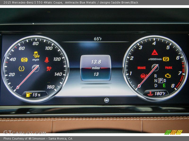 Anthracite Blue Metallic / designo Saddle Brown/Black 2015 Mercedes-Benz S 550 4Matic Coupe