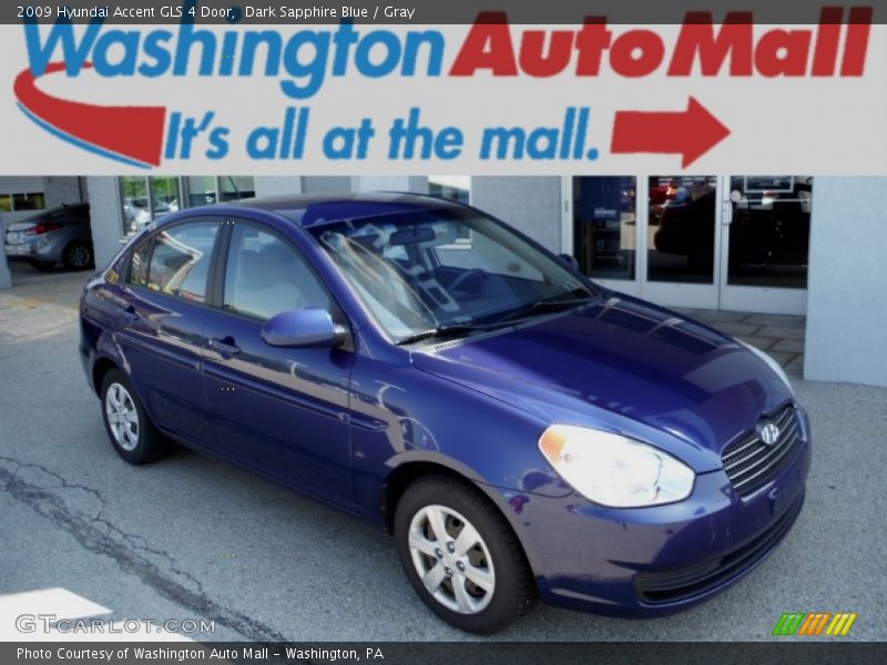 Dark Sapphire Blue / Gray 2009 Hyundai Accent GLS 4 Door