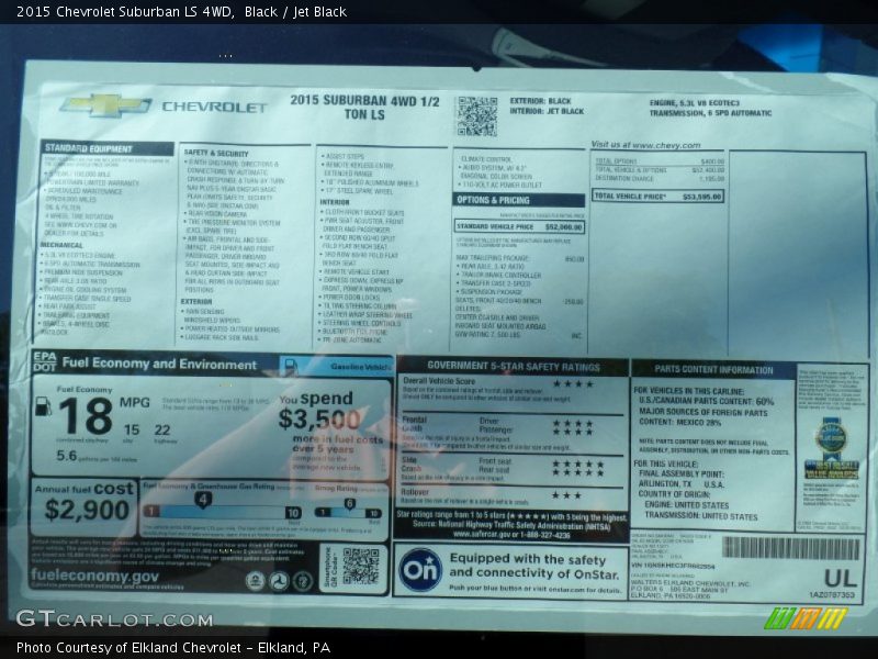 Black / Jet Black 2015 Chevrolet Suburban LS 4WD