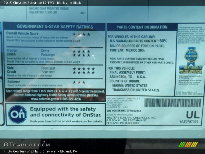 Black / Jet Black 2015 Chevrolet Suburban LS 4WD