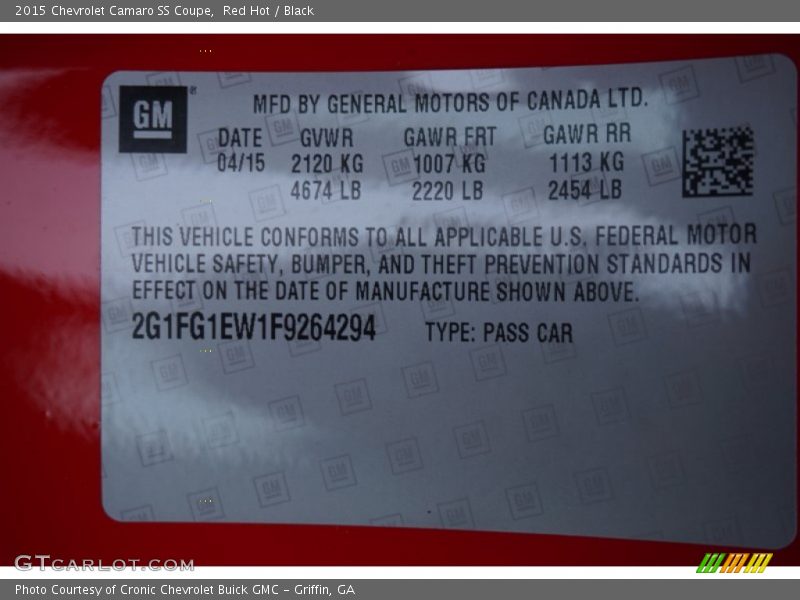 Red Hot / Black 2015 Chevrolet Camaro SS Coupe