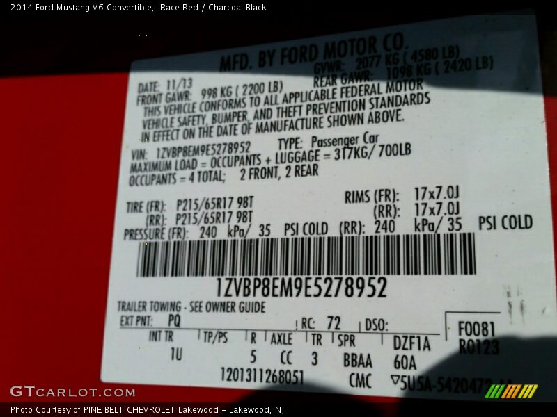 Race Red / Charcoal Black 2014 Ford Mustang V6 Convertible