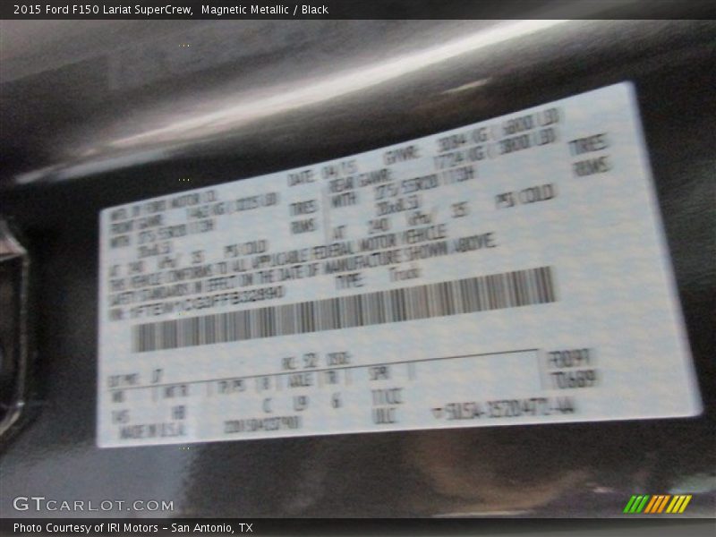 Magnetic Metallic / Black 2015 Ford F150 Lariat SuperCrew