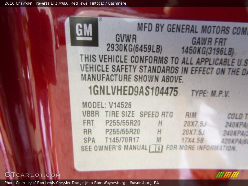 Red Jewel Tintcoat / Cashmere 2010 Chevrolet Traverse LTZ AWD