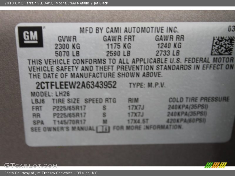 Mocha Steel Metallic / Jet Black 2010 GMC Terrain SLE AWD