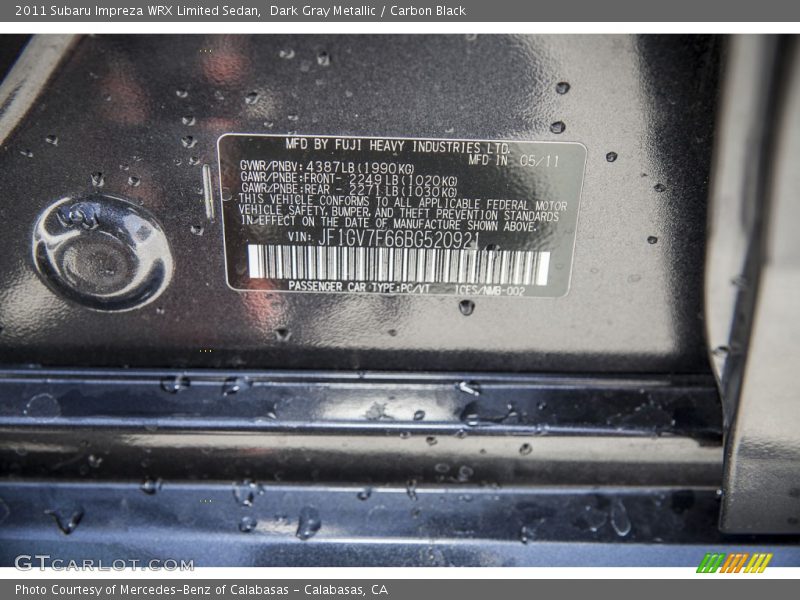 Dark Gray Metallic / Carbon Black 2011 Subaru Impreza WRX Limited Sedan