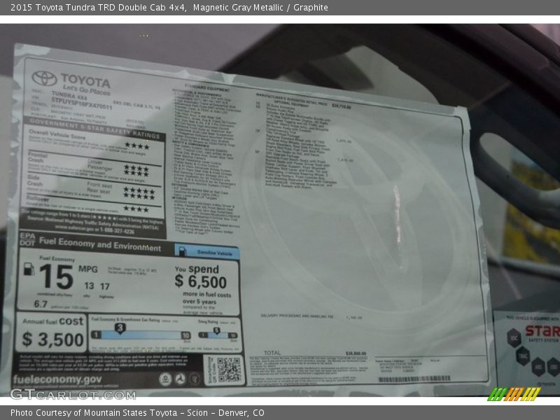  2015 Tundra TRD Double Cab 4x4 Window Sticker