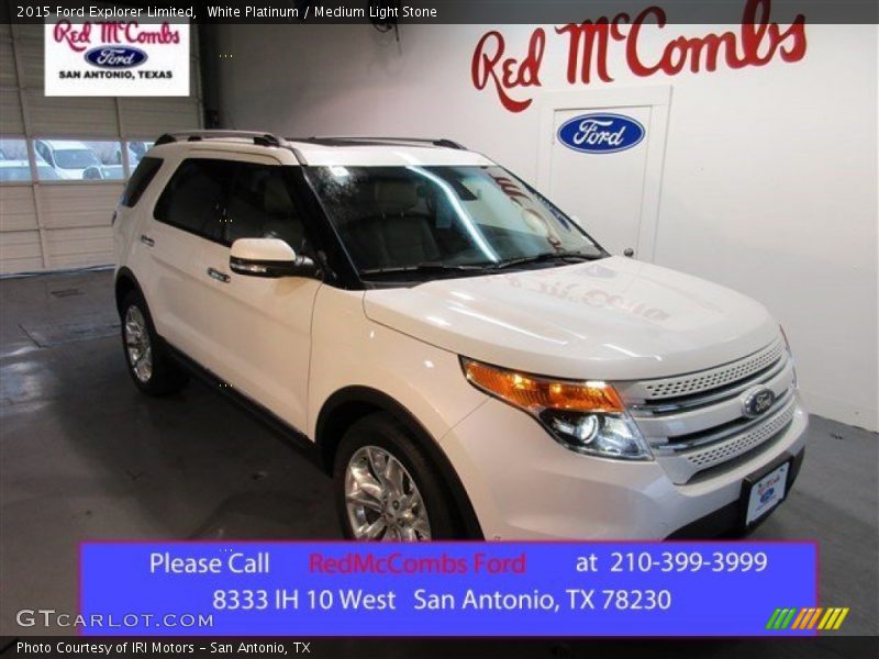 White Platinum / Medium Light Stone 2015 Ford Explorer Limited