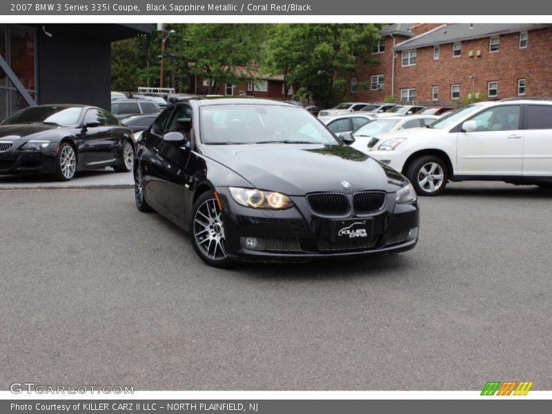 Black Sapphire Metallic / Coral Red/Black 2007 BMW 3 Series 335i Coupe