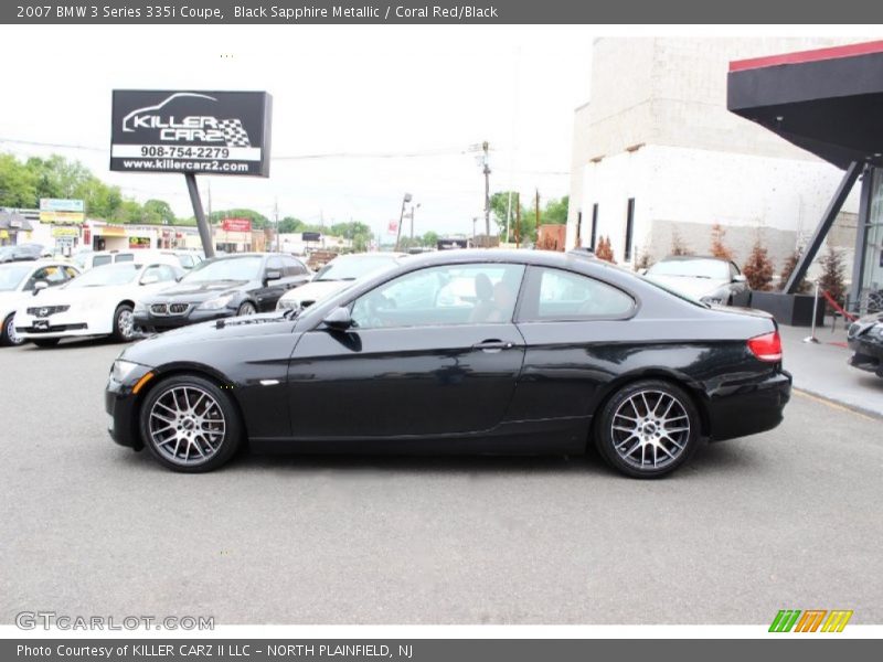 Black Sapphire Metallic / Coral Red/Black 2007 BMW 3 Series 335i Coupe