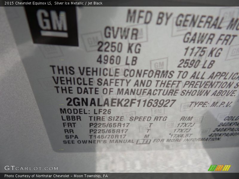 Silver Ice Metallic / Jet Black 2015 Chevrolet Equinox LS