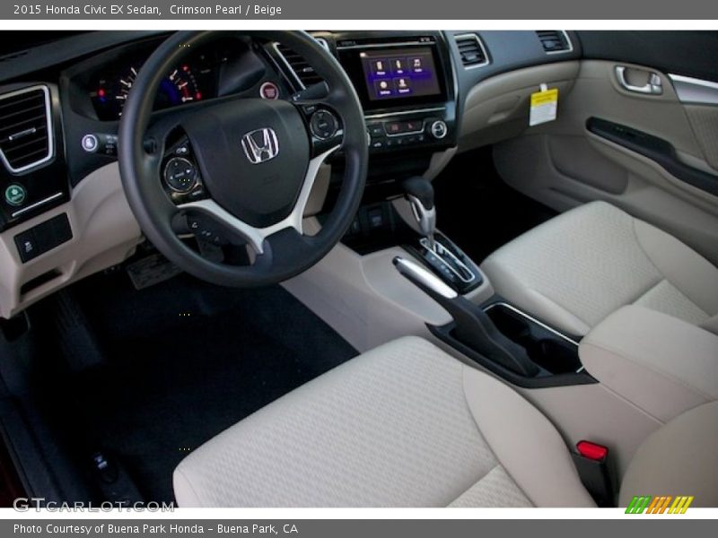 Crimson Pearl / Beige 2015 Honda Civic EX Sedan