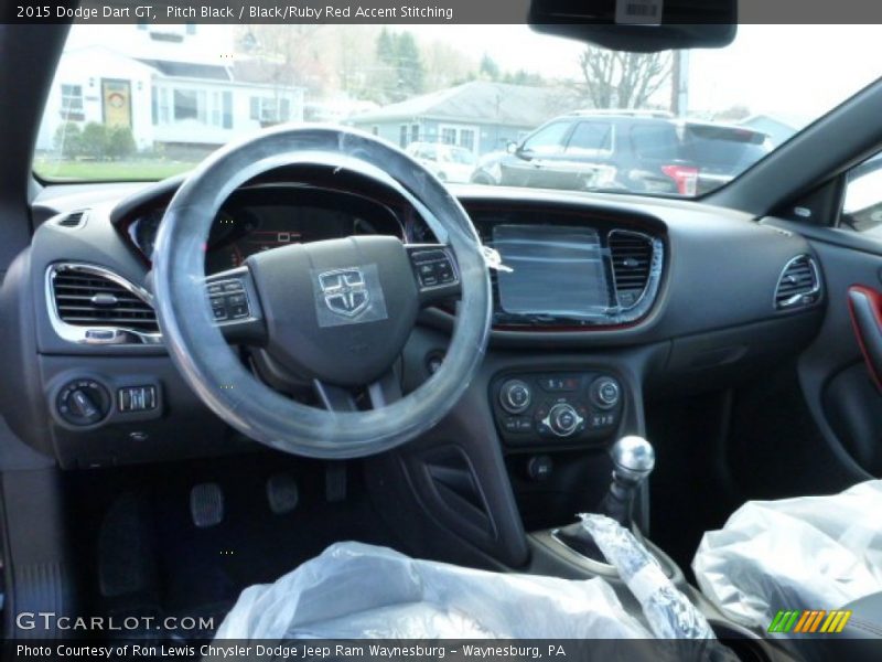 Pitch Black / Black/Ruby Red Accent Stitching 2015 Dodge Dart GT