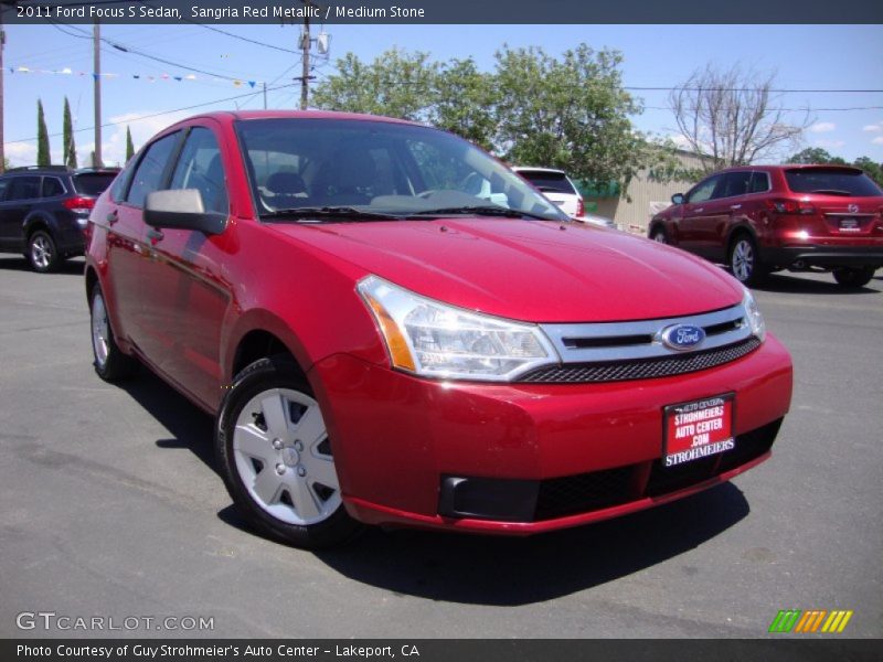 Sangria Red Metallic / Medium Stone 2011 Ford Focus S Sedan
