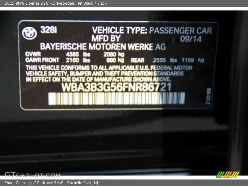 Jet Black / Black 2015 BMW 3 Series 328i xDrive Sedan