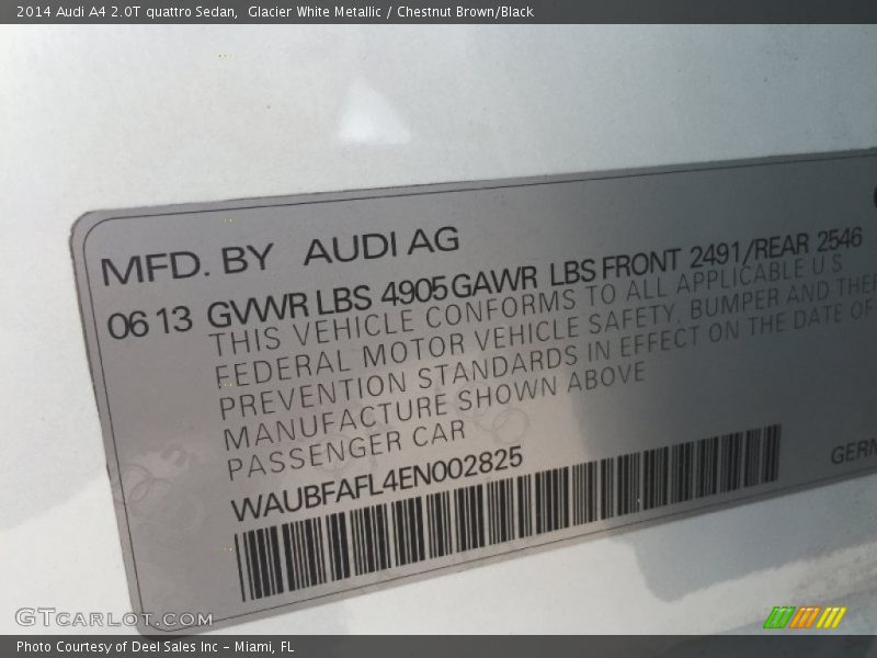 Glacier White Metallic / Chestnut Brown/Black 2014 Audi A4 2.0T quattro Sedan