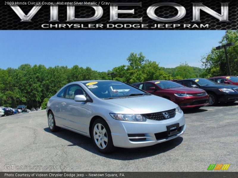 Alabaster Silver Metallic / Gray 2009 Honda Civic LX Coupe