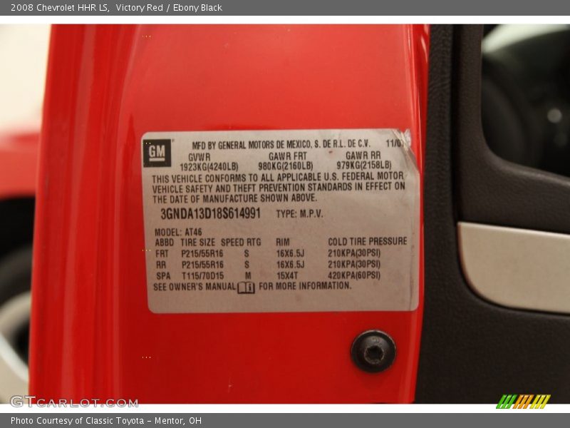 Victory Red / Ebony Black 2008 Chevrolet HHR LS