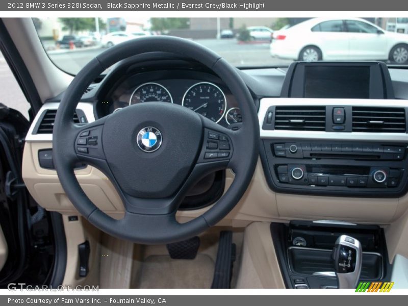 Black Sapphire Metallic / Everest Grey/Black Highlight 2012 BMW 3 Series 328i Sedan