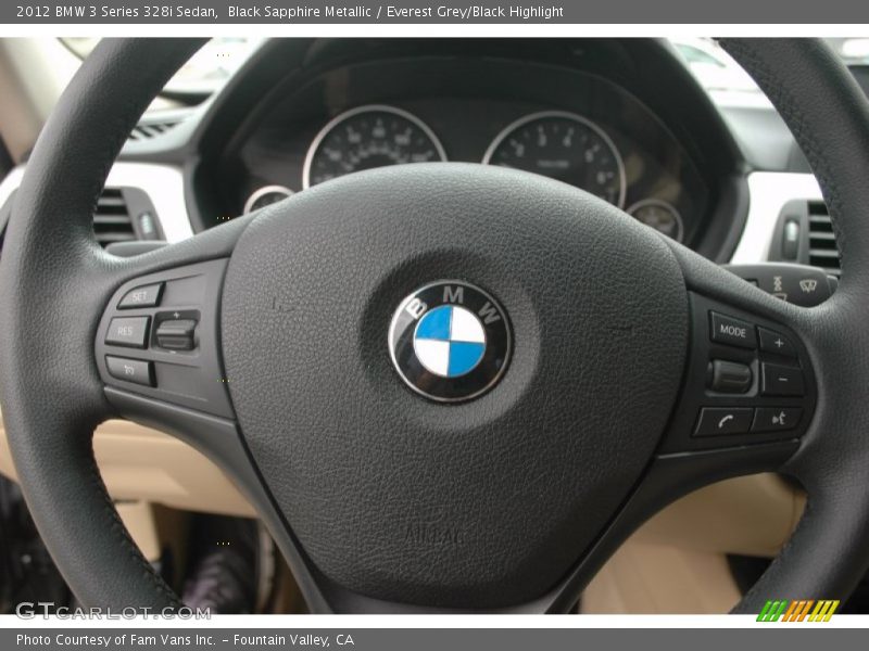 Black Sapphire Metallic / Everest Grey/Black Highlight 2012 BMW 3 Series 328i Sedan