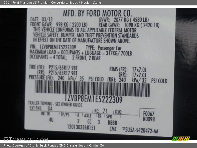 Black / Medium Stone 2014 Ford Mustang V6 Premium Convertible