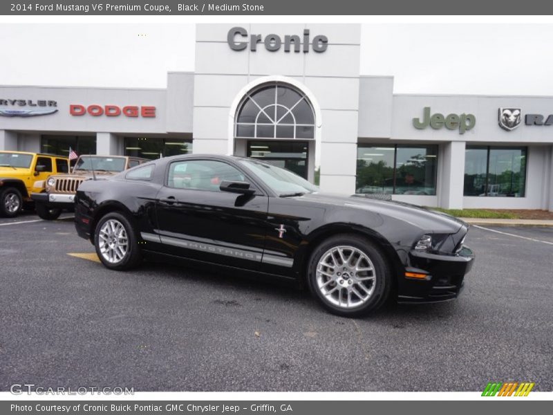 Black / Medium Stone 2014 Ford Mustang V6 Premium Coupe