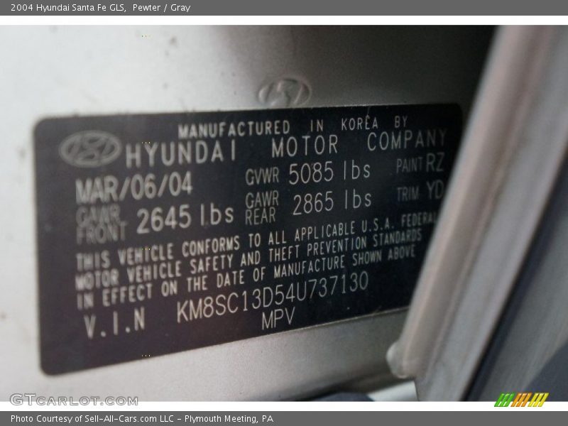 Pewter / Gray 2004 Hyundai Santa Fe GLS