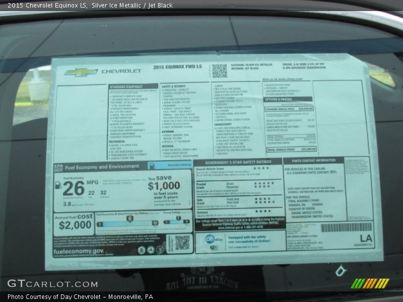 Silver Ice Metallic / Jet Black 2015 Chevrolet Equinox LS