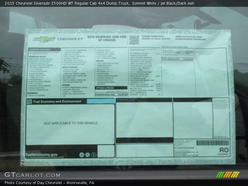 Summit White / Jet Black/Dark Ash 2015 Chevrolet Silverado 3500HD WT Regular Cab 4x4 Dump Truck