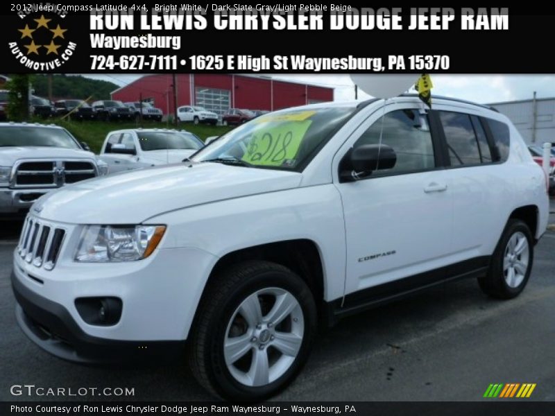 Bright White / Dark Slate Gray/Light Pebble Beige 2012 Jeep Compass Latitude 4x4