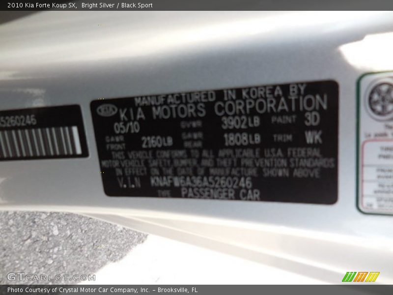 Bright Silver / Black Sport 2010 Kia Forte Koup SX