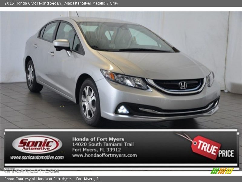 Alabaster Silver Metallic / Gray 2015 Honda Civic Hybrid Sedan
