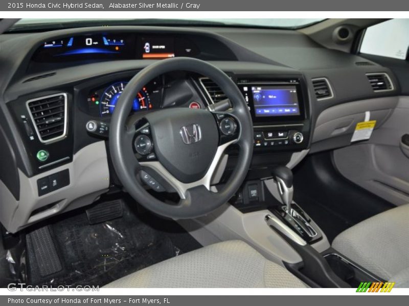 Alabaster Silver Metallic / Gray 2015 Honda Civic Hybrid Sedan