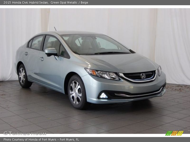 Green Opal Metallic / Beige 2015 Honda Civic Hybrid Sedan