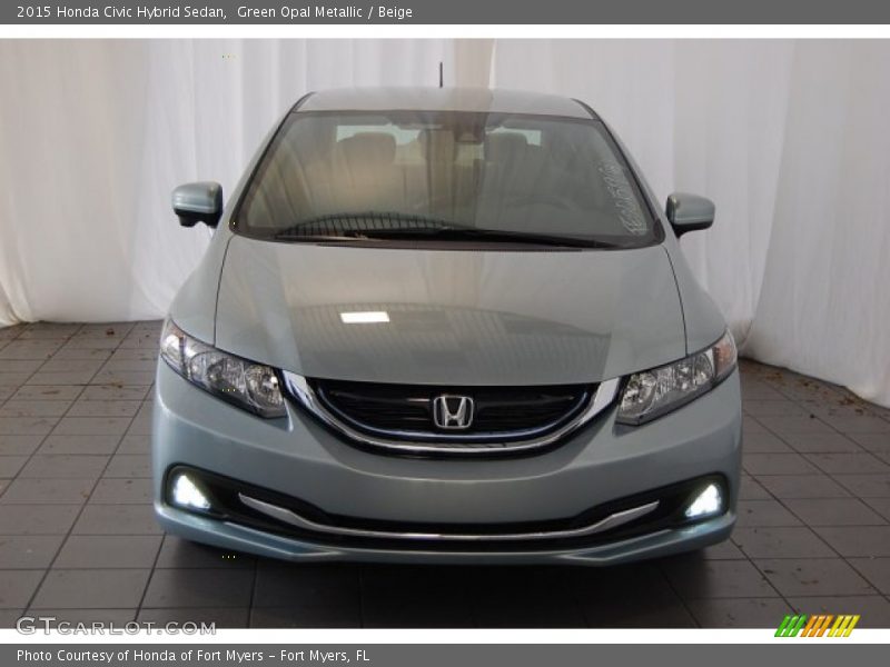 Green Opal Metallic / Beige 2015 Honda Civic Hybrid Sedan