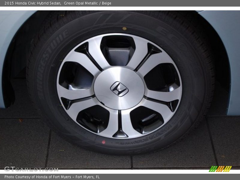 Green Opal Metallic / Beige 2015 Honda Civic Hybrid Sedan