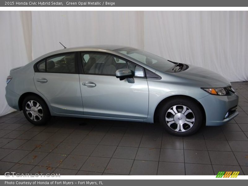 Green Opal Metallic / Beige 2015 Honda Civic Hybrid Sedan
