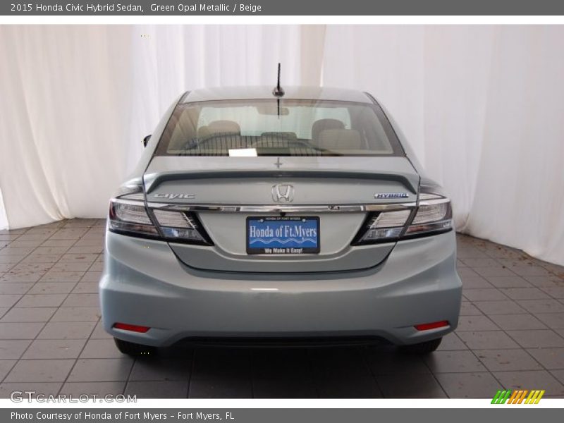 Green Opal Metallic / Beige 2015 Honda Civic Hybrid Sedan