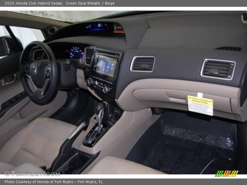 Green Opal Metallic / Beige 2015 Honda Civic Hybrid Sedan