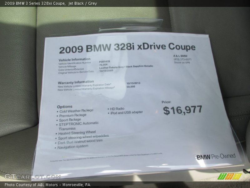 Jet Black / Grey 2009 BMW 3 Series 328xi Coupe