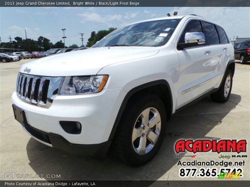 Bright White / Black/Light Frost Beige 2013 Jeep Grand Cherokee Limited