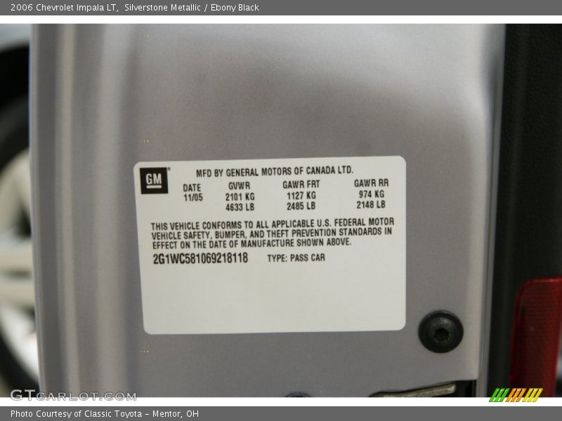 Silverstone Metallic / Ebony Black 2006 Chevrolet Impala LT